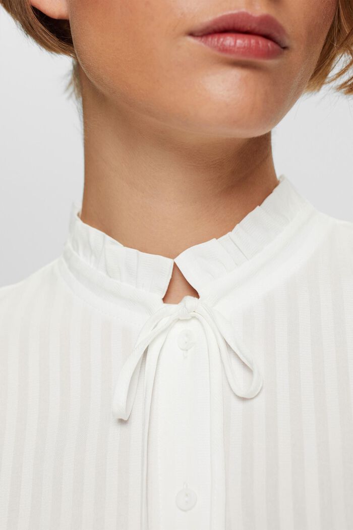 Bluse mit gekräuseltem Kragen, LENZING™ ECOVERO™, OFF WHITE, detail image number 0