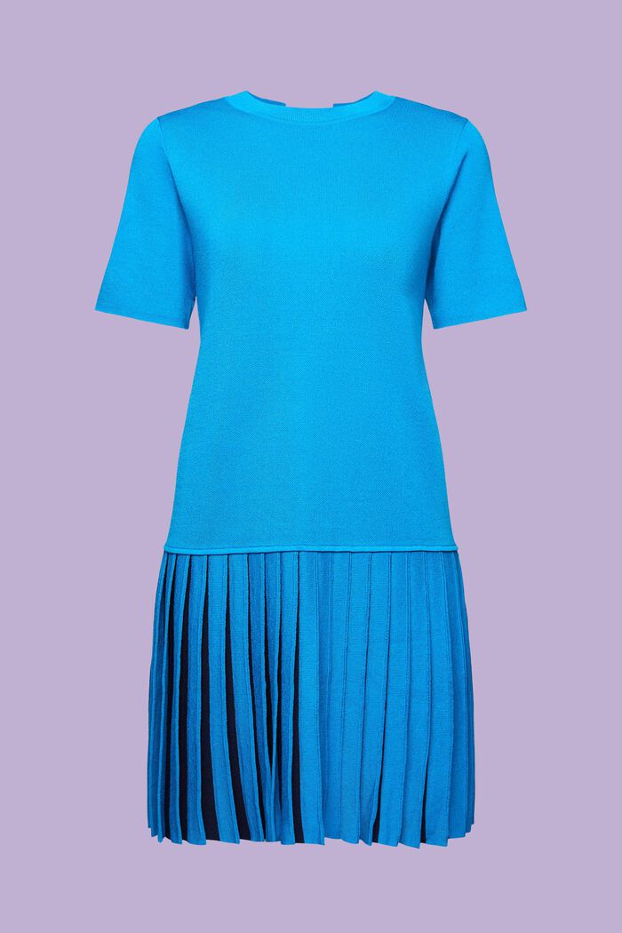 Plissiertes T-Shirt-Kleid in Minilänge, BLUE, detail image number 6