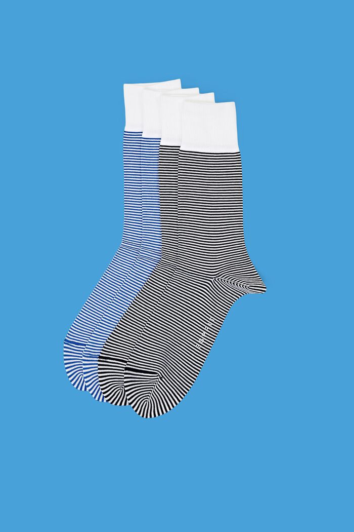 2er-Set gestreifte Socken, Bio-Baumwolle, BLUE/WHITE, detail image number 0