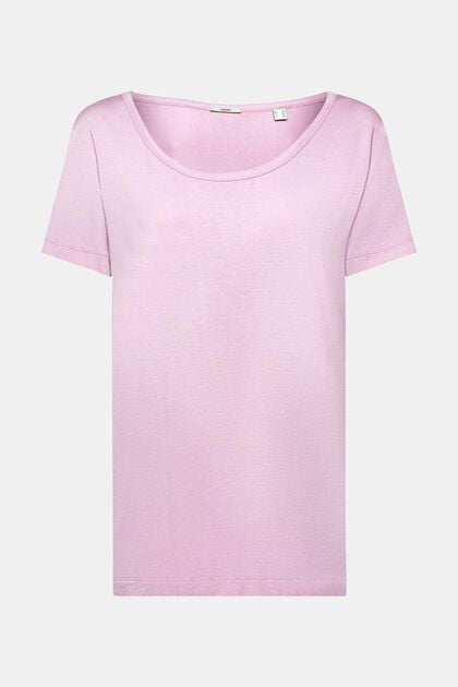 Viskose-T-Shirt mit weitem, rundem Ausschnitt