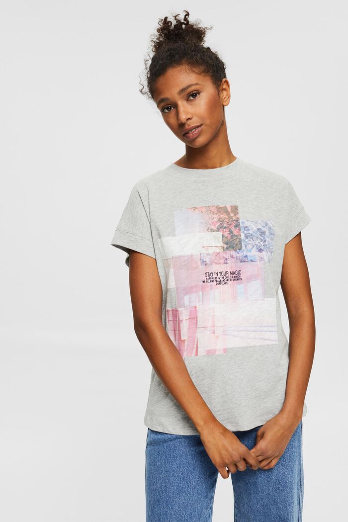 T-Shirt mit Print aus Bio-Baumwolle, MEDIUM GREY, detail image number 0