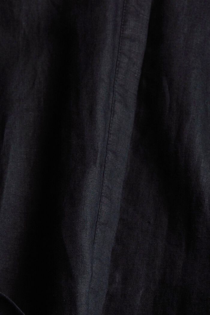 Aus Leinen: Hemdblusenkleid mit Bindegürtel, BLACK, detail image number 4