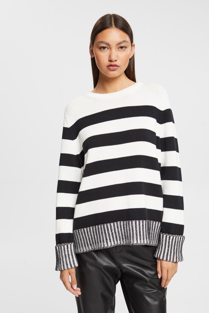 Sweater mit Streifen, 100% Baumwolle, OFF WHITE, detail image number 0