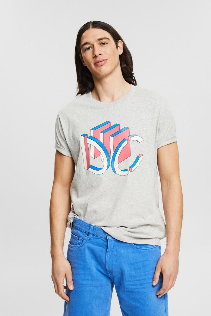 Jersey-T-Shirt mit grafischem 3D Logo-Print, LIGHT GREY, detail image number 0