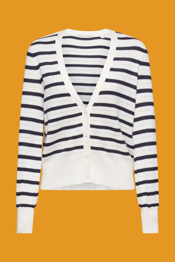 Gestreifter Pointelle-Cardigan, OFF WHITE, detail image number 6