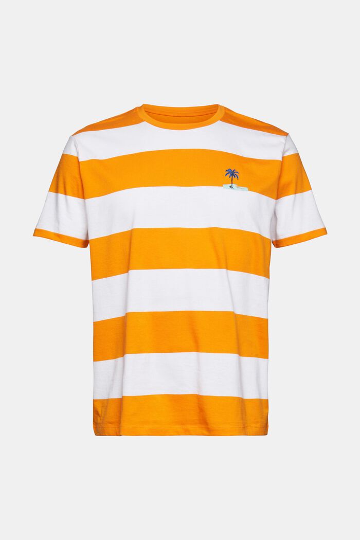 Jersey-T-Shirt mit Streifen und Print, ORANGE, overview
