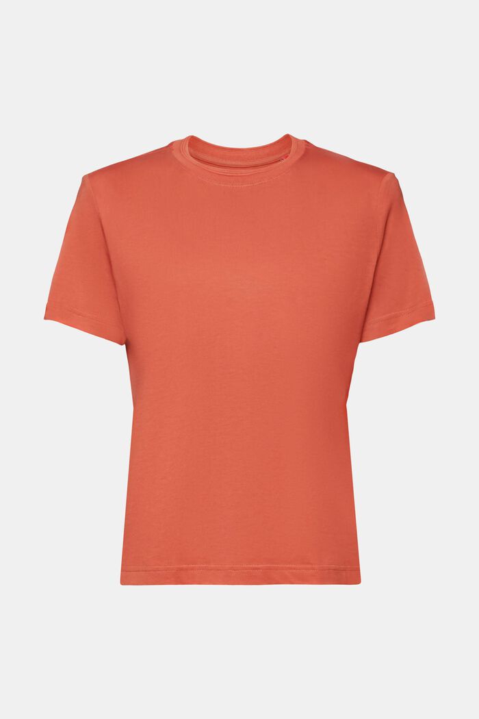 T-Shirt mit Rundhalsausschnitt, 100 % Baumwolle, TERRACOTTA, detail image number 5