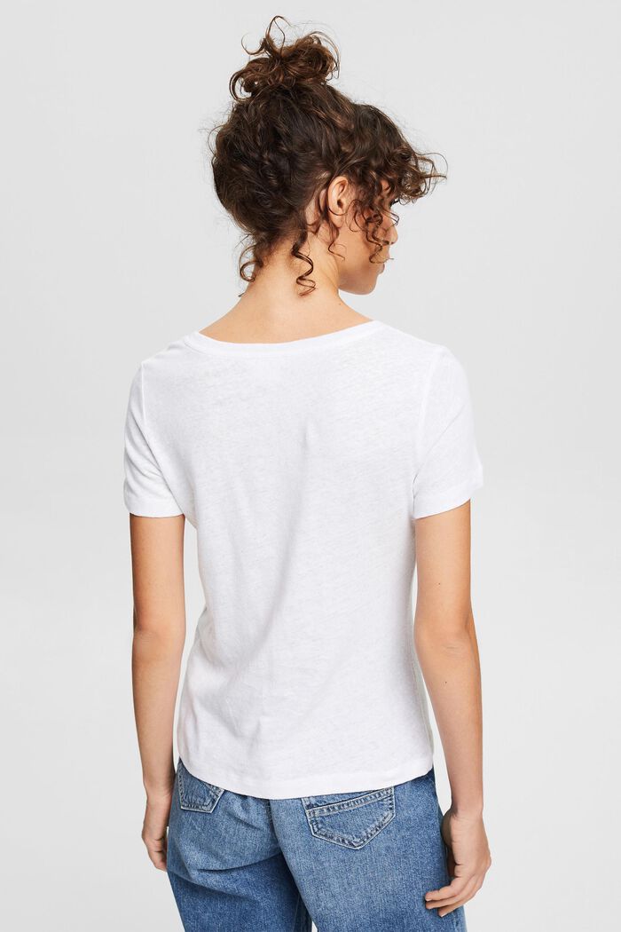 Mit Leinen: unifarbenes T-Shirt, WHITE, detail image number 3