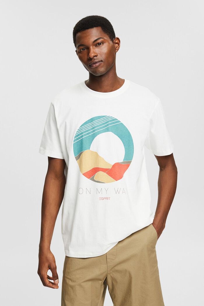 T-Shirt mit Print aus Bio-Baumwolle, OFF WHITE, detail image number 0