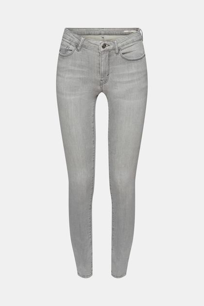 Skinny Jeans mit mittelhohem Bund, GREY LIGHT WASHED, overview