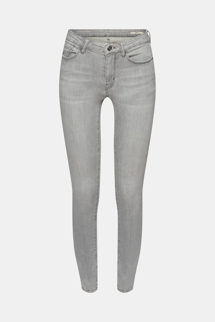 Skinny Jeans mit mittelhohem Bund, GREY LIGHT WASHED, detail image number 7