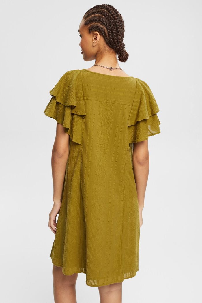 Kleid aus strukturierter Baumwolle, OLIVE, detail image number 4