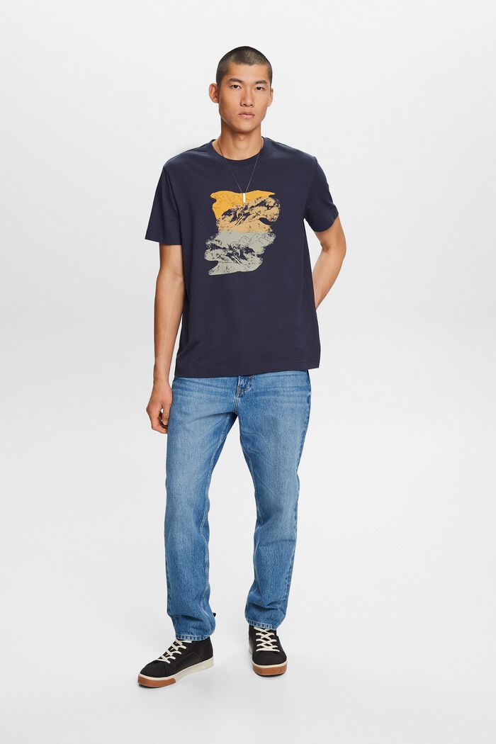 Baumwoll-T-Shirt mit Print, PETROL BLUE, detail image number 0