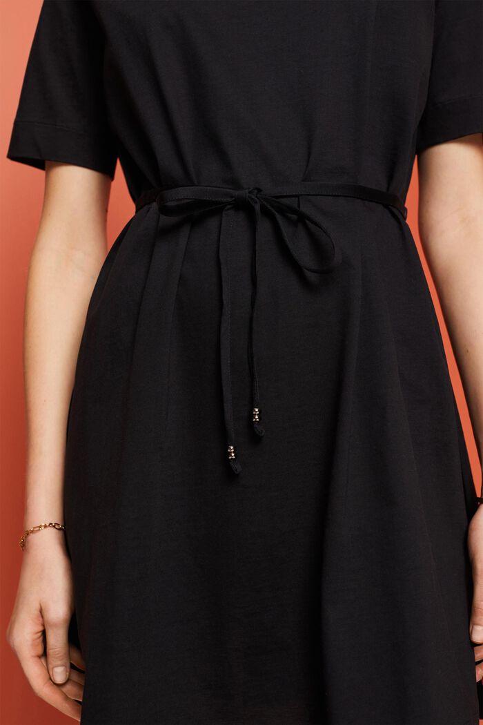 Jersey-Minikleid, 100 % Baumwolle, BLACK, detail image number 2