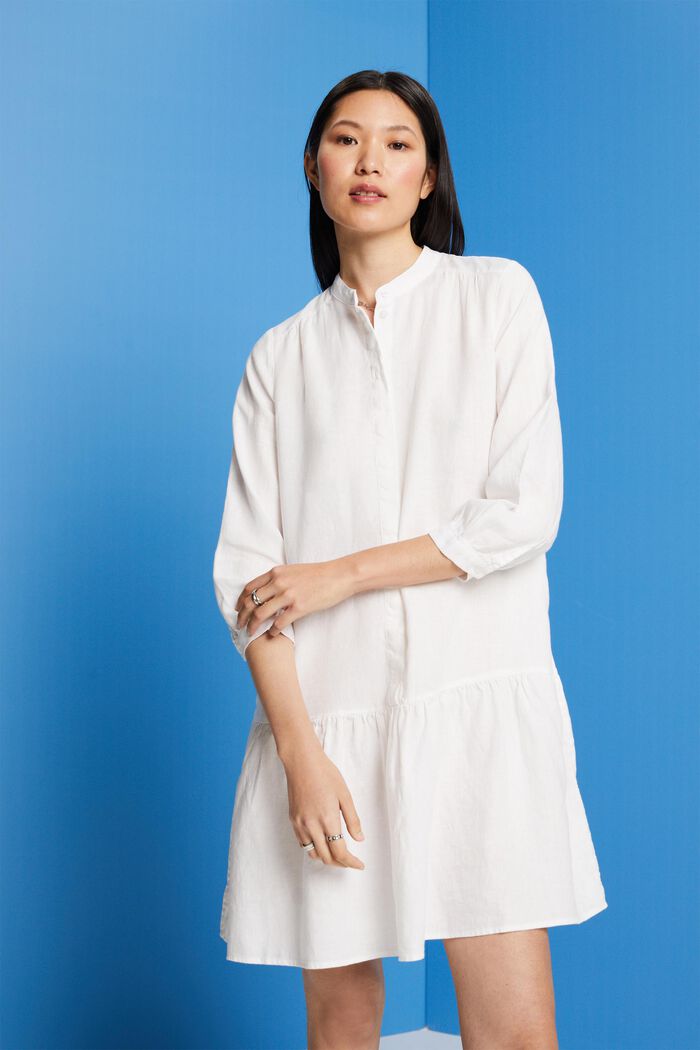 Mini-Hemdblusenkleid, 100 % Leinen, WHITE, detail image number 0