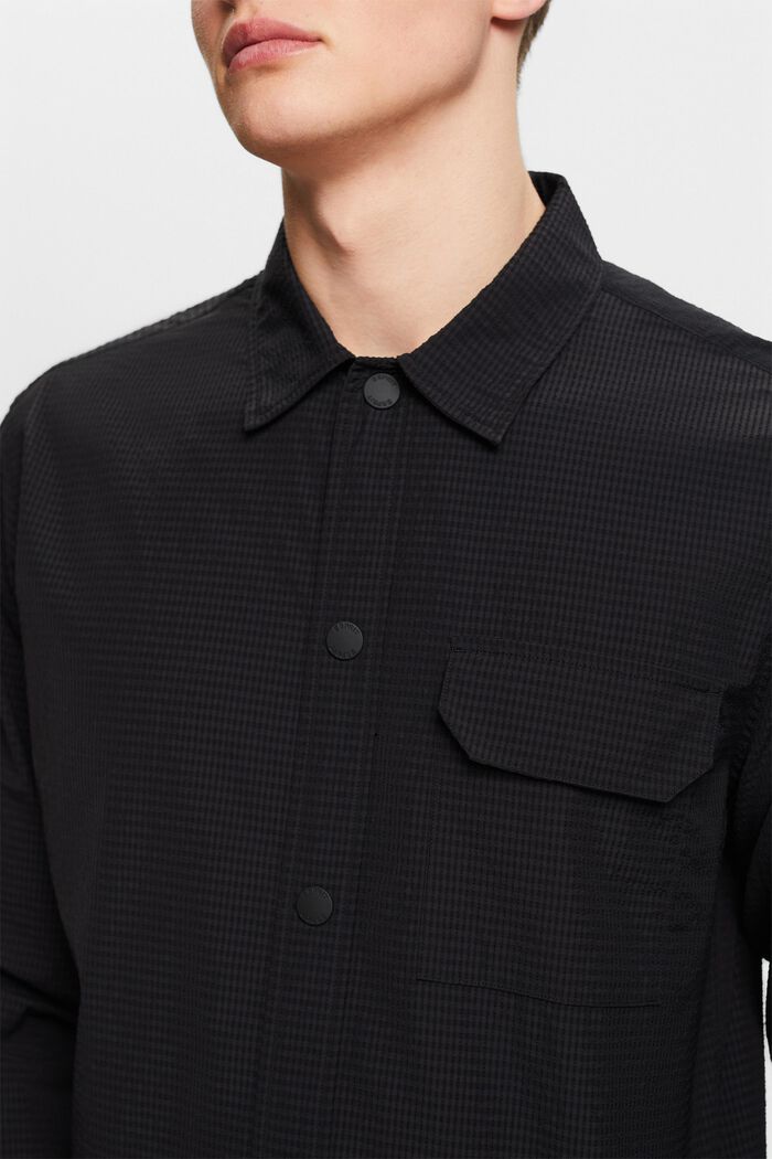 Strukturiertes Langarmhemd, BLACK, detail image number 3