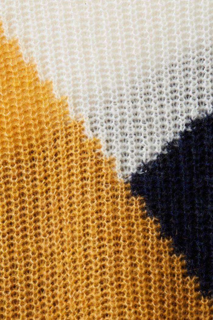 Colourblock-Pullover, Wollmix, BRASS YELLOW, detail image number 5