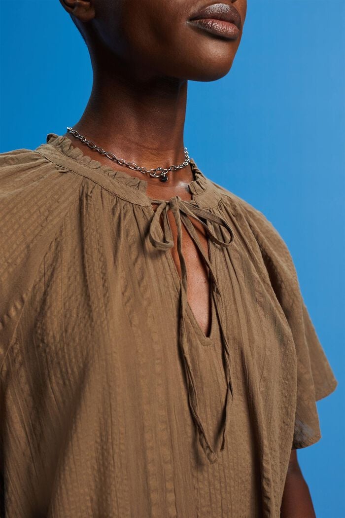 Kleid aus strukturierter Baumwolle, KHAKI GREEN, detail image number 2