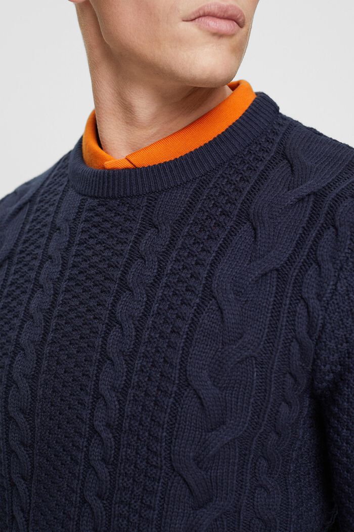 Pullover mit Zopf-Muster, NAVY, detail image number 0