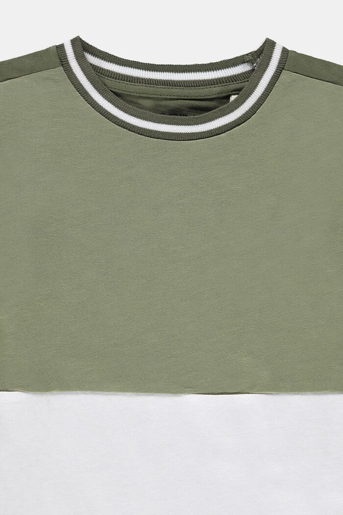 Color Block-Shirt aus 100% Baumwolle, DARK KHAKI, detail image number 2