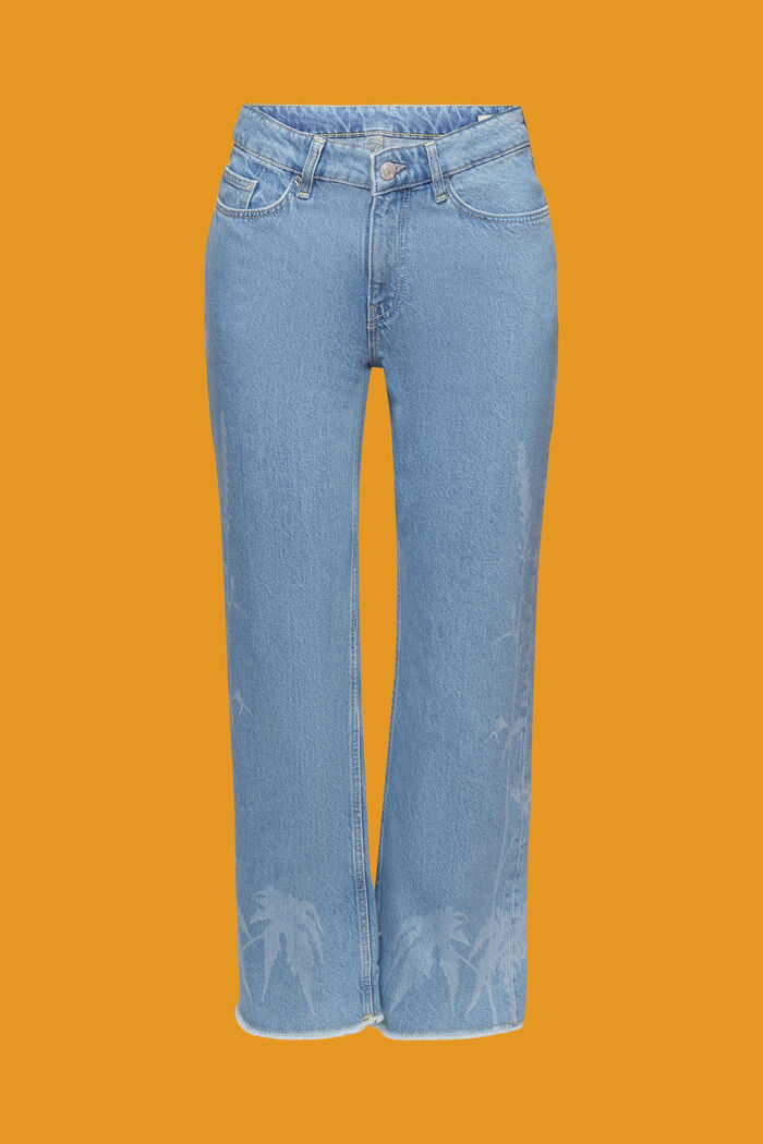 Gemusterte verkürzte Jeans, 100 % Baumwolle, BLUE LIGHT WASHED, detail image number 7