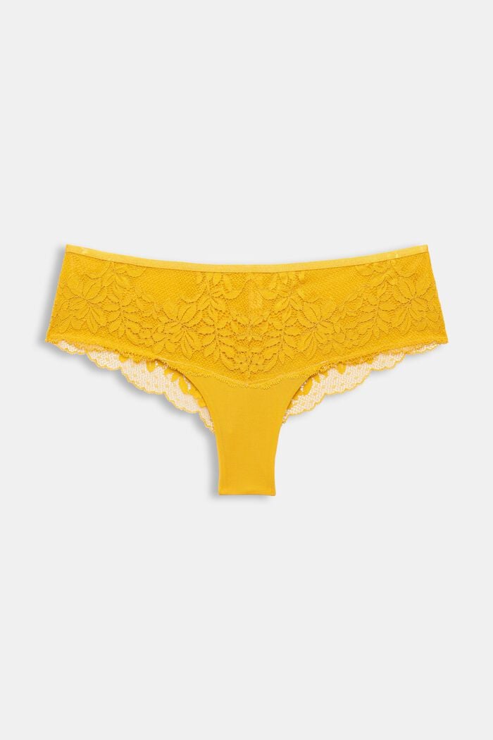 Recycelt: Hipster-Shorts mit Spitze, HONEY YELLOW, detail image number 4