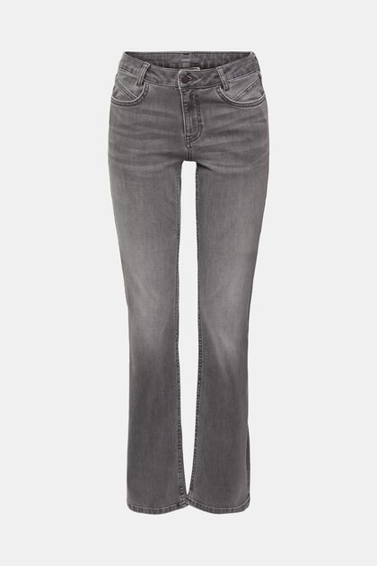 Mid-Rise-Stretchjeans mit Bootcut, GREY MEDIUM WASHED, overview
