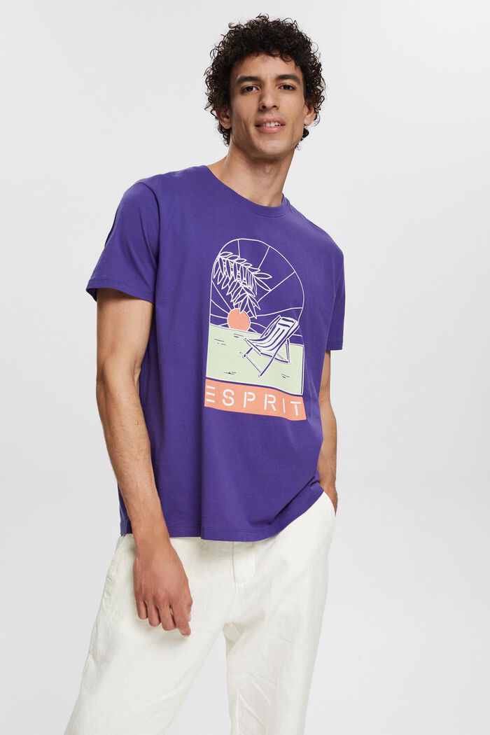 Jersey-T-Shirt mit Print, DARK PURPLE, detail image number 0