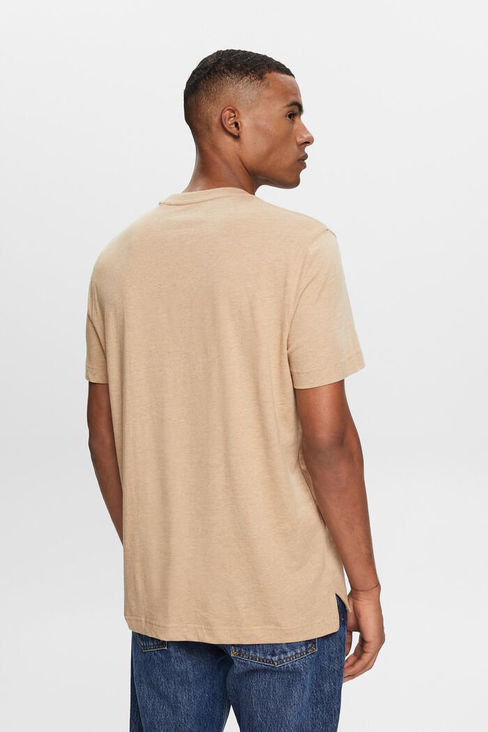 Rundhals-T-Shirt, 100 % Baumwolle, SAND, detail image number 3