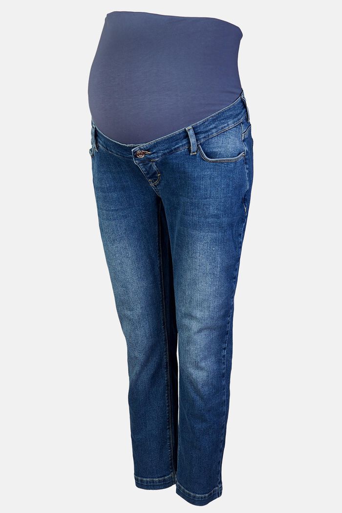 Knöchellange Jeans mit Überbauchbund, MEDIUM WASHED DENIM, overview