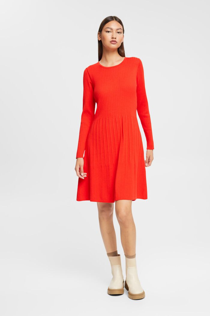 Kleid in Rippstrick, RED, detail image number 4
