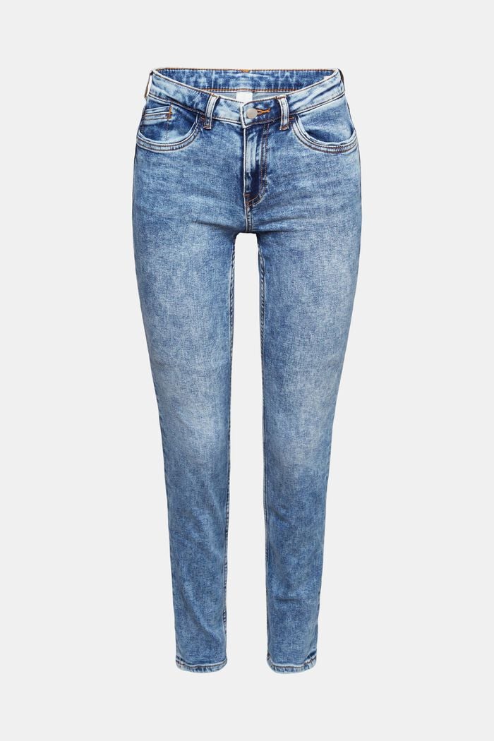 Elastische Slim-Fit Jeans, BLUE MEDIUM WASHED, overview