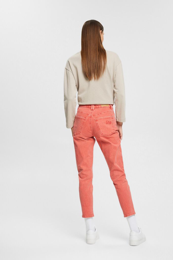 Mom-Fit-Jeans aus Baumwolle, CORAL, detail image number 3