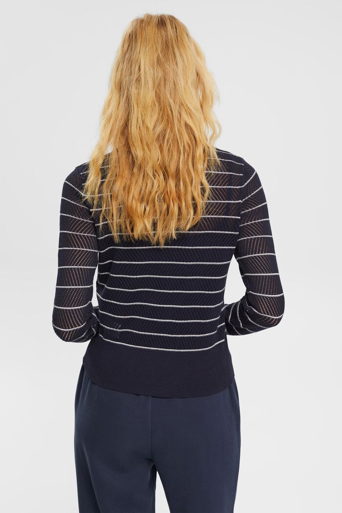 Gestreifter Pullover in Pointelle-Strick, NEW NAVY, detail image number 3