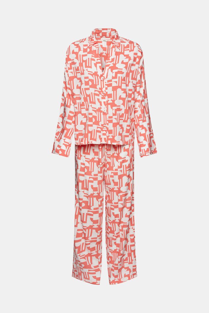 Pyjama mit Print, LENZING™ ECOVERO™-Viskose, CORAL, detail image number 6