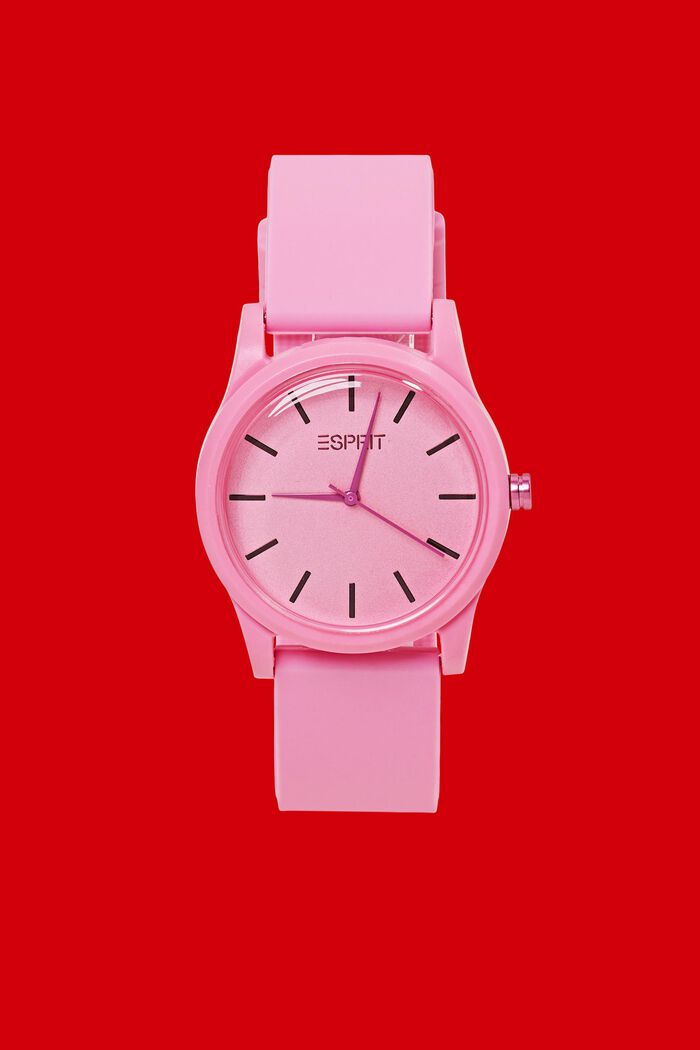Farbige Uhr mit Gummiarmband, PINK, detail image number 0