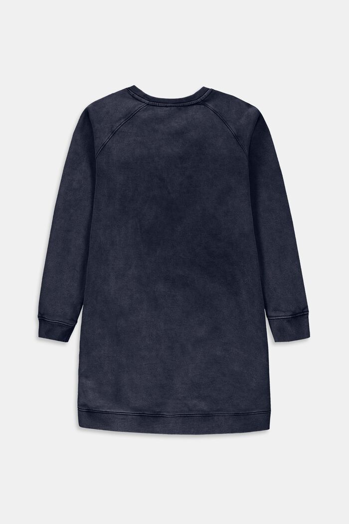 Sweatshirt-Kleid aus 100% Baumwolle, BLUE DARK WASHED, detail image number 1