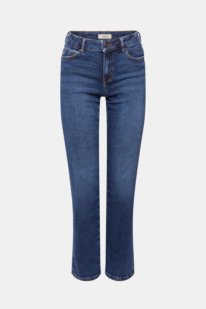 High-Rise-Jeans mit geradem Bein, BLUE DARK WASHED, detail image number 6