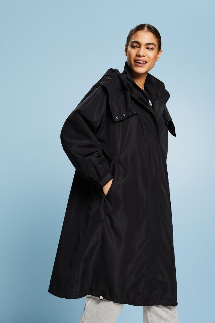 Mantel mit abnehmbarer Kapuze, BLACK, detail image number 4