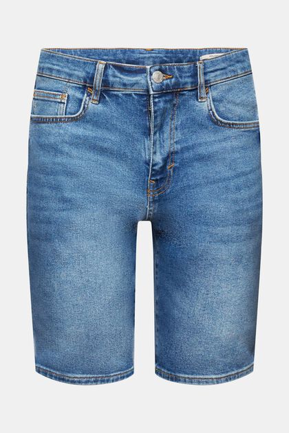 Lockere Jeansshorts in schmaler Passform, BLUE LIGHT WASHED, overview