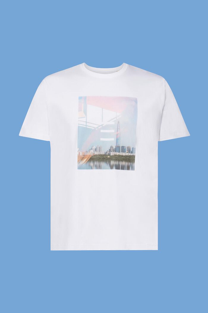Baumwoll-T-Shirt mit Print, WHITE, detail image number 7