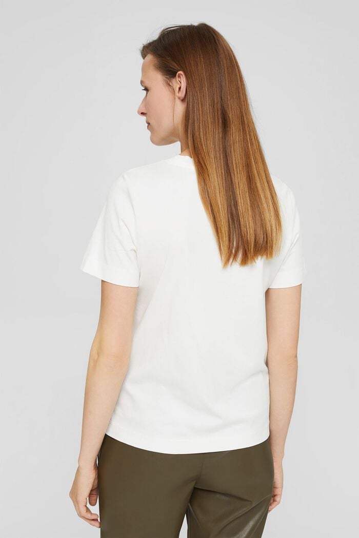 T-Shirt mit Stickerei, 100% Organic Cotton, OFF WHITE, detail image number 3