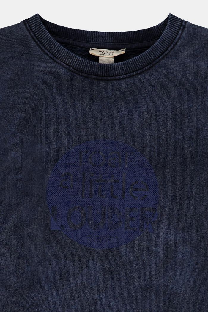 Sweatshirt mit Rüschen und Print, BLUE DARK WASHED, detail image number 2