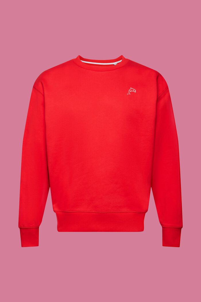 Sweatshirt mit kleinem Delfinprint, ORANGE RED, detail image number 6