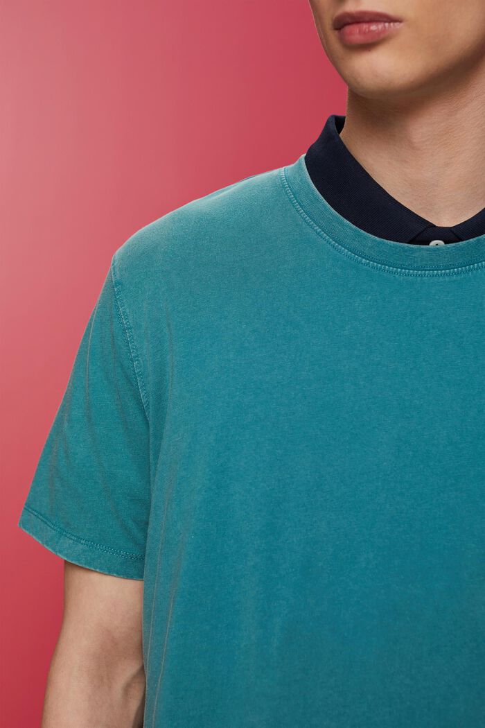 Jersey-T-Shirt, 100% Baumwolle, TEAL BLUE, detail image number 2