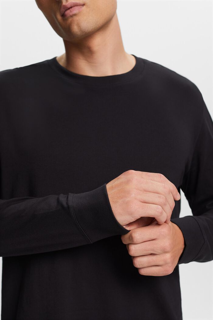 Langarm-Top aus Jersey, 100 % Baumwolle, BLACK, detail image number 2