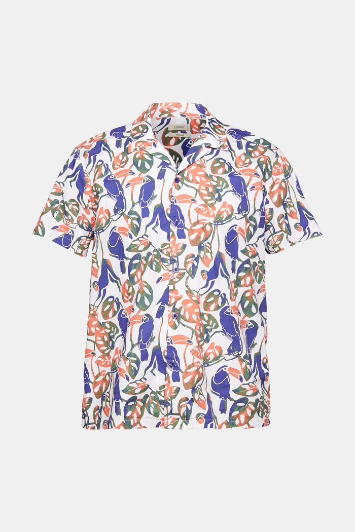 Kurzarm-Hemd mit Tropical-Print, 100% Baumwolle, WHITE, detail image number 6