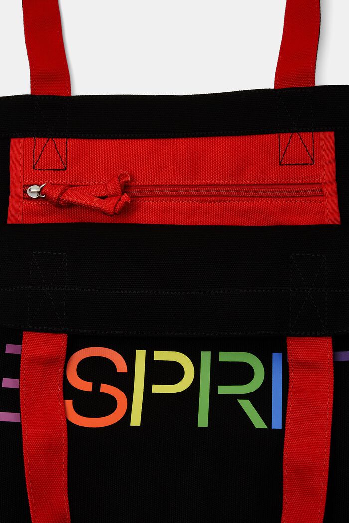 Tote Bag aus Baumwolle mit Logodesign, BLACK, detail image number 1