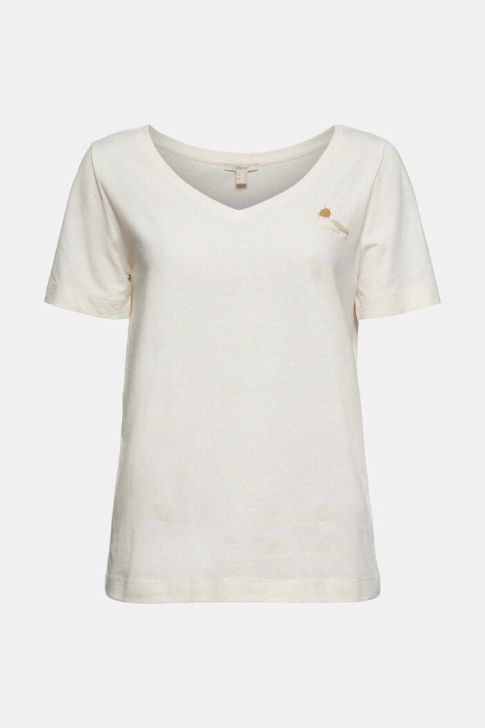 T-Shirt mit Noppen-Struktur, Organic Cotton, OFF WHITE, overview