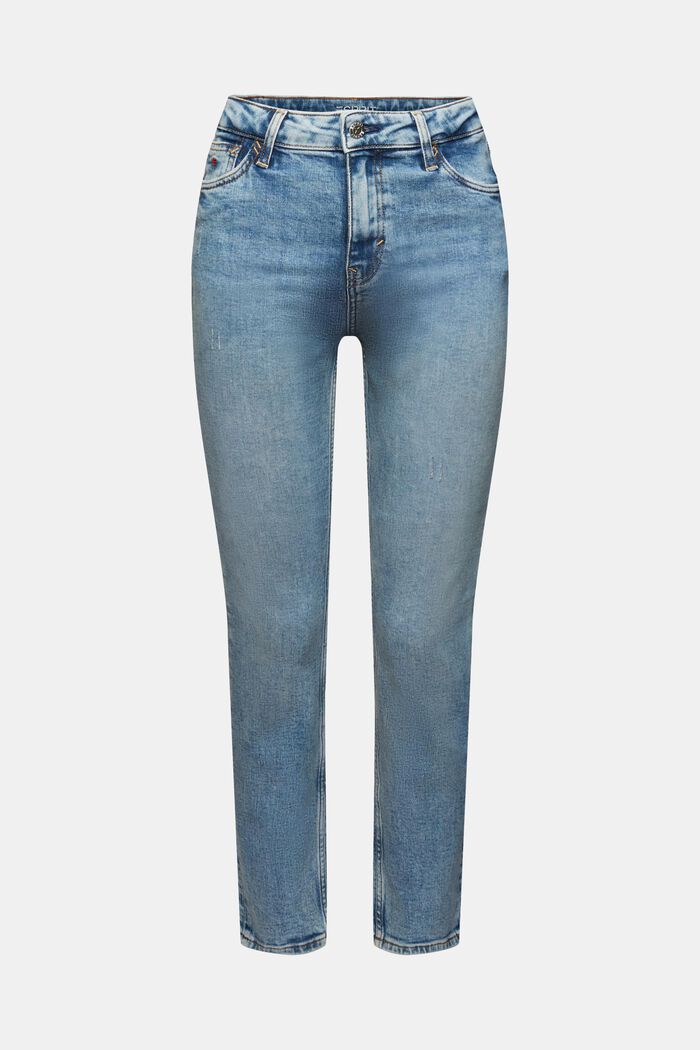 Schmale Stretch-Jeans mit mittelhohem Bund, BLUE LIGHT WASHED, detail image number 7